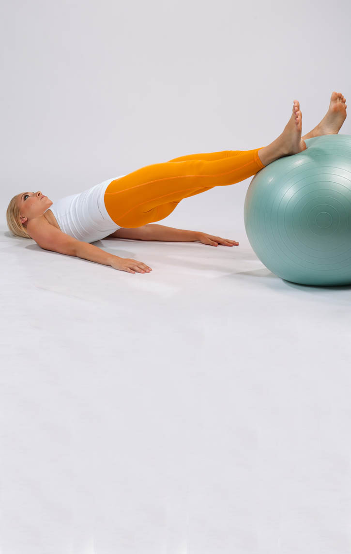 Straight Leg Supine Bridge on Stability Ball